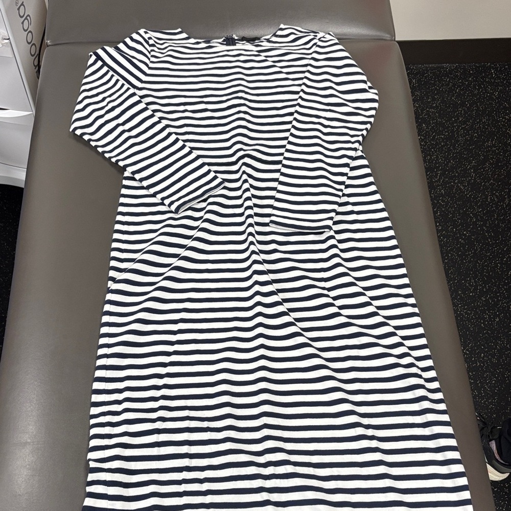 Lightly Worn Cotton Striped Navy and White Women's Dress Size 14